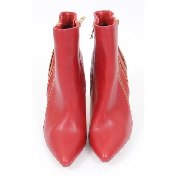 Nicole Miller Zippo Red Gold Stiletto Heel Zippered Ankle Bootie Women's 8.5 - Picture 5 of 7